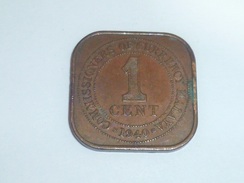 1 X MALAYA STRAIT SETTLEMENT KING GEORGE KG VI SQUARE 1 CENT BRONZE COIN 1940 (WC-49) - Singapore