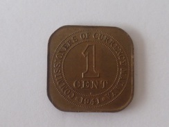 1 X MALAYA STRAIT SETTLEMENT KING GEORGE KG VI SQUARE 1 CENT BRONZE COIN 1941 (WC-50) - Singapore