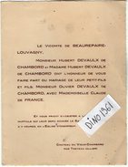 VP6497 - Faire Part De Mariage De Mr O.DEVAULX De CHAMBORD & Melle C. De FRANCE - Chateau Du Vieux Chambord Par TRETEAU - Mariage