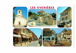 Cpm - 38 -   Les Avenières - Multivues - Fontaine De Bacchus - Monument Auberge Restaurant Quincaillerie - Les Avenières