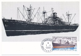 TAAF - Carte Maximum - Navire "Italo Marsano" - Port Aux Français 1-1-1993 - Lettres & Documents
