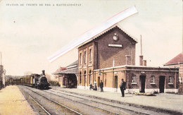 Station Du Chemin De Fer à HAUTRAGE-ETAT  - Splendide Carte Colorée Et Animée Avec Train à Vapeur Arrivant En Gare - Saint-Ghislain