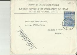 Enveloppe_Lettre Du Ministere Publique (Institut Superieur De Commerce De L'Etat  ANVERS Adressé A Mr Gamard A Vernon 27 - Lettere