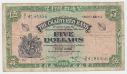 Hong Kong Chartered Bank 5 Dollars 1962 - 1970 VF Pick 68c  68 C - Hong Kong