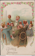 1909 Gelukkig Nieuwjaar Humor Humour Happy New Year Drinking People Beer Bier Gaufree Carte CPA Relief Embossed - New Year