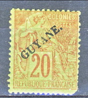 Guyana 1892 N. 22 C. 20 Rosso Mattone Su Verde, Sovrastampa Obliqua MH (angolo Corto) Cat. € 60 - Neufs