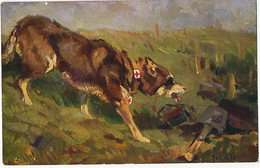 Croix Rouge Chien Sanitaire Allemand Guerre 14 Art Card Sanitary Dog Red Cross Berger Allemand German Sheepherd - Croix-Rouge