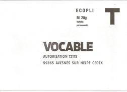 Enveloppe T Vocable - Cartes/Enveloppes Réponse T