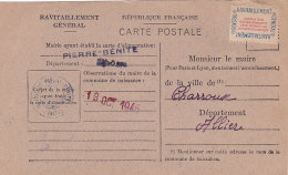 Be - PIERRE BENITE (69) Ravitaillement Général Pour Le Maire De CHARROUX (03) - Carte Postale Fiche De Contrôle - Pierre Benite