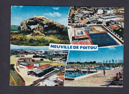 Prix Fixe CPSM Neuville De Poitou Multivues Dolmen Vue Aerienne Complexe Sportif Stade Piscine Cave Cooperative COMBIER - Neuville En Poitou