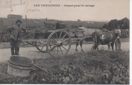 Environs De Villefranche Sur Saône La Grange Chervet Gleizé Rhône Les Vendanges Départ Pour Le Cuvage Attelage Gros Plan - Gleize