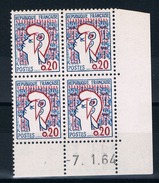N° 1282 En Bloc De 4 Coin Datée Neuf ** - 1960-1969