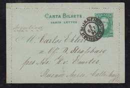 Brazil Brasil 1890 CB 9 200R Stationery Letter Card RIO DE JANEIRO To BUENOS AYRES Argentina - Postal Stationery