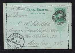 Brazil Brasil 1892 CB 13 200R Stationery Letter Card RIO DE JANEIRO To BERLIN - Enteros Postales