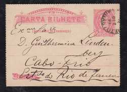 Brazil Brasil 1890 CB 21 80R Stationery Letter Card OURO PRETO To CABO FRIO - Enteros Postales