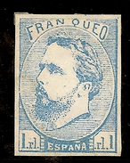 Edifil  156 (*)   1 Real Azul   Carlos VII  1873    CERTIFICADO AUTENTICIDAD   NL1177 - Nuevos