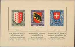 SUISSE 185/87 : Pro-Juventute 1921, Grand Format Imprimée Sur Petit Feuillet, TB - Autres & Non Classés