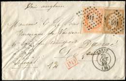 13A  10c. Bistre, T I + N°16 40c. Orange, Obl. PC 511 S. Env., Càd T15 BREST 20/10/59 Pour Un Enseigne De Vai - Other & Unclassified