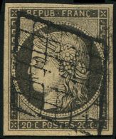 3c   20c. GRIS NOIR, Obl. GRILLE, TB - Autres & Non Classés