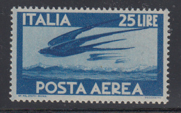 Italia - Aerea 1945 - Democratica 25 Lire ** Carta Grigia, Filigrana CD - Varietà E Curiosità