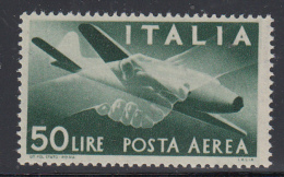 Italia - Aerea 1945 - Democratica 50 Lire ** Carta Grigia, Filigrana NS - Varietà E Curiosità