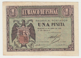 SPAIN 1 PESETA 1938 VF++ Pick 108 - 1-2 Pesetas