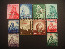 PALESTINE 1954-1958 OVERPRINTED EGYPTIAN STAMPS TEN DIFFERENT All MNH - Palestine