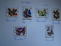 Timbres Rwanda Papillons II Série  N° 138/43 Dessin Jean Van Noten - Usados