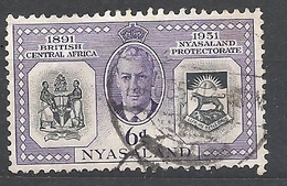 NYASSALAND      1951 The 60th Anniversary Of British Protectorate Nyasaland    USED - Nyasaland (1907-1953)