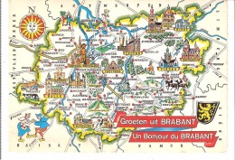 Groeten Uit Brabant-(Vlaams)-Un Bonjour Du  Brabant (Wallon)-Blason-Carte Géographique De L'ancienne Province Du Brabant - Autres & Non Classés