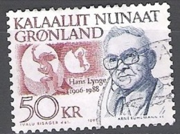 Groenland 1991 Michel 222 O Cote (2013) 15.00 Euro Ecrivain Hans Lynge Cachet Rond - Usati