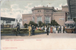 Gruss Aus SCHNEIDEMÜHL Bahnhof Belebt Fahrbares Büffet Pila 7.7.1906 Gelaufen - Westpreussen