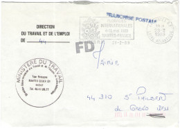 FRANCIA - France - 1989 - Franchise + Flamme Floralies Internationales + Griffe Franchise Postale - Direction Du Trav... - Lettres Civiles En Franchise