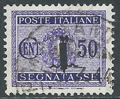 1944 RSI USATO SEGNATASSE 50 CENT - R3-10 - Portomarken