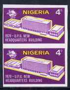 Nigeria 1970, New UPU Headquarters Building 4d Imperf Pair, Unmounted Mint But Slight Wrinkles - UPU (Wereldpostunie)