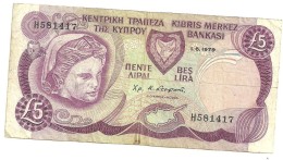 Billet 5 Livres Chypre 1.6.1979 - Chipre