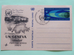 United Nations (Geneva) 1969 FDC Stationery Postcard - Switzerland Map - Lettres & Documents