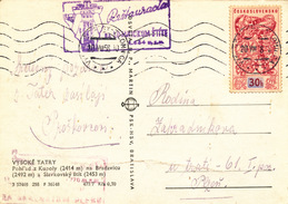 L1691 - Czechoslovakia (1958) Vysoke Tatry - T. Lomnica (postcard: High Tatra Mountains) 30 H (stamp: Bruxelles 1958) - 1958 – Brüssel (Belgien)