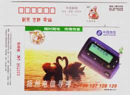 Swan Bird Communication,Motorrola Radio Pager,China 1999 Yangzhou Telecom Beeper Business Advertising Pre-stamped Card - Schwäne
