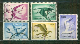 Faune, Oiseaux - TURQUIE - Hirondelle, Grues, Aigle, Mouettes - N° 39-40-41-42-45 - 1959 - Poste Aérienne