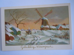 Gelukkig Nieuwjaar Winter Landschap Molen Gouddruk Dorée Moulin Paysage Hivernal Gedrukt Nederland EMNA Serie CZ 3 - Nouvel An