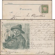 München 1900, Privatpost Courier, Ganzsache. Moderne Galerie. Bierphilosoph, Philosophe De La Bière, Chope - Bier