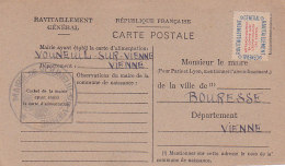 Be - VOUNEUIL Sur VIENNE (86) Ravitaillement Général Pour Le Maire De BOURESSE (86) Carte Postale Fiche De Contrôle - Vouneuil Sur Vienne