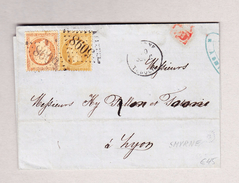 Frankreich SMYRNE 20.9.1868 Turquie Brief Nach Lyon Mit Napoleon 10 Und 40c Gest.#5098 - Napoleon III