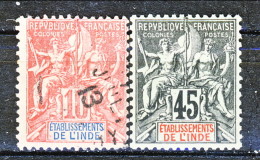 India 1900 - 07 N. 14 C. 10 Rosso Usato E N. 18 C. 45 Nero Su Verde MLH Catalogo € 8,30 X - Used Stamps