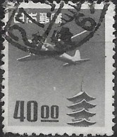 JAPAN 1951 Air Douglas DC-4 Airliner Over Horyuji Pagoda - 40y. - Black  FU - Airmail