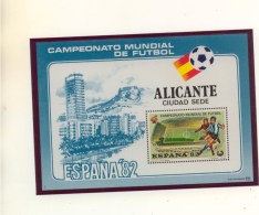 ESPAGNE - Feuillet Souvenir Du Championnat Mondial De Football 1982 -  N° 1 - ALICANTE - Feuillets Souvenir