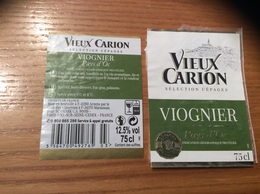 Etiquette De Vin "VIEUX CARION - VIOGNIER - Pays D'Oc" + Contre-étiquette - Vin De Pays D'Oc