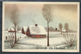 +++ CPA - Carte Fantaisie - Groeten Uit HECHTEL - Hiver Neige  // - Hechtel-Eksel