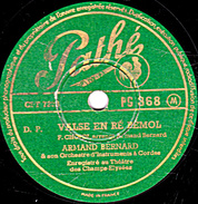 78 T. - 25 Cm - état  TB -  ARMAND BERNARD - VALSE EN RE BEMOL - VALSE DES FLEURS - 78 T - Discos Para Fonógrafos